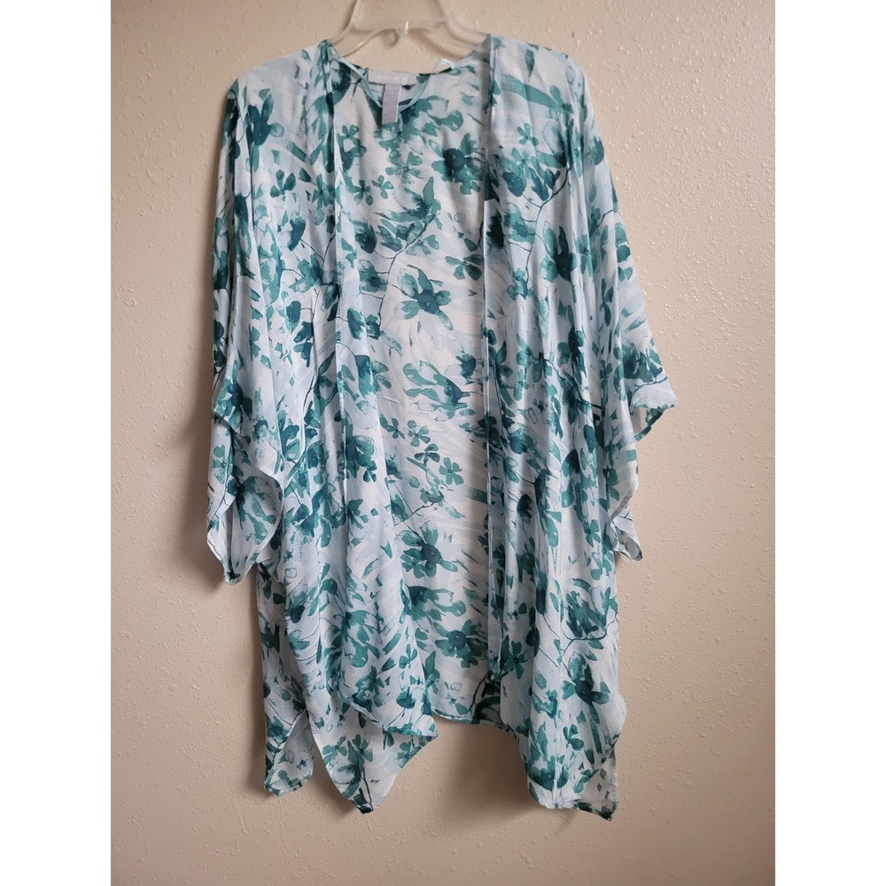 Nordstrom‎ Women's Kimono Cardigan One Size Green Patterned 100% Viscose  One...